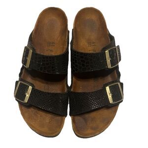 Birkenstock Arizona Snakeskin Birko Flor Sandals Black EU 41 Regular Comfort